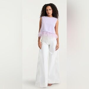 Cinq a Sept Cropped Feather Tee, Lavender Honey